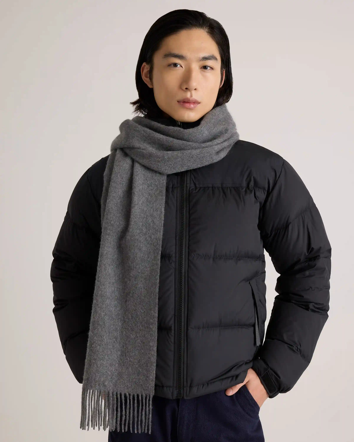 Mongolian Cashmere Woven Fringe Scarf