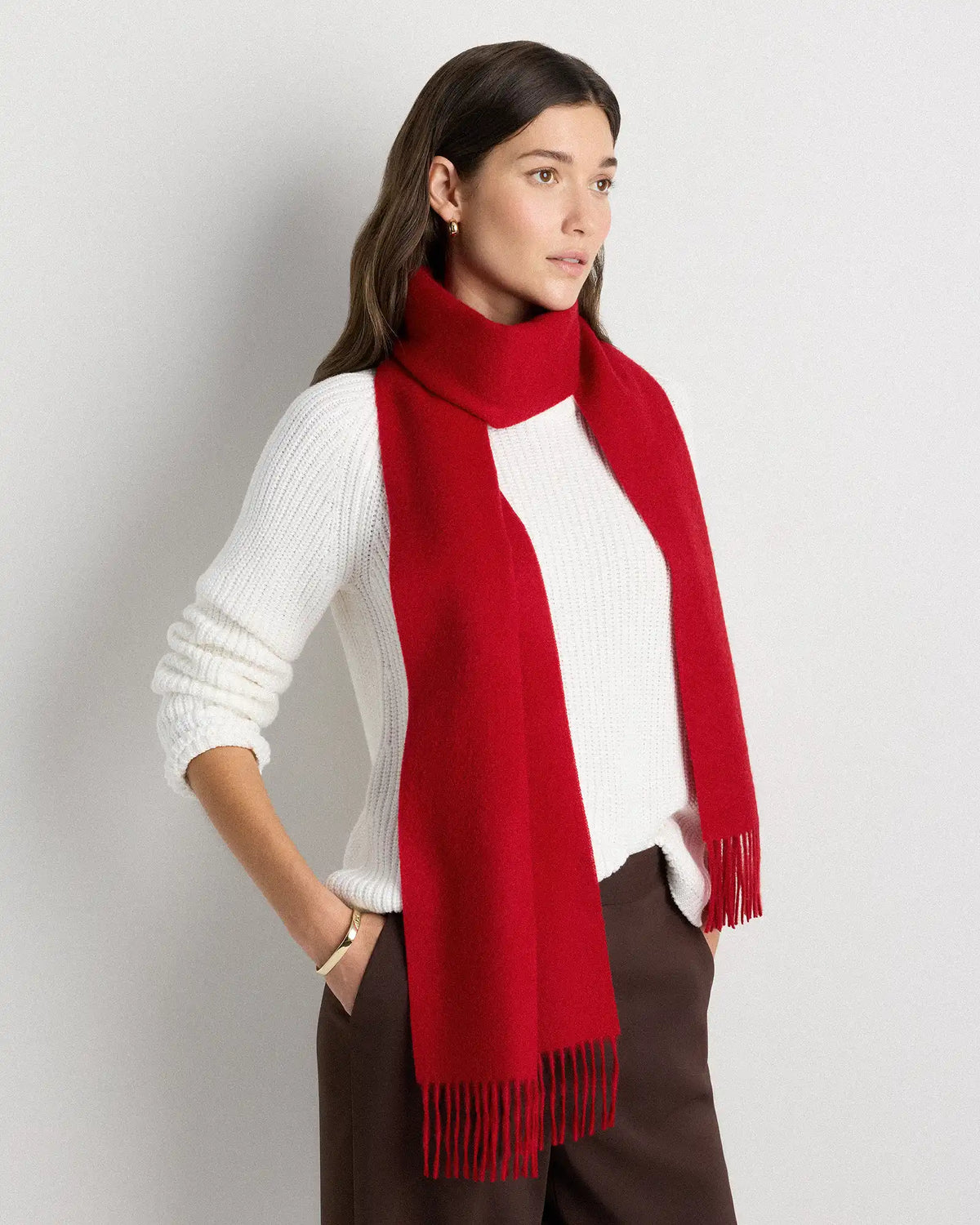 Mongolian Cashmere Woven Fringe Scarf
