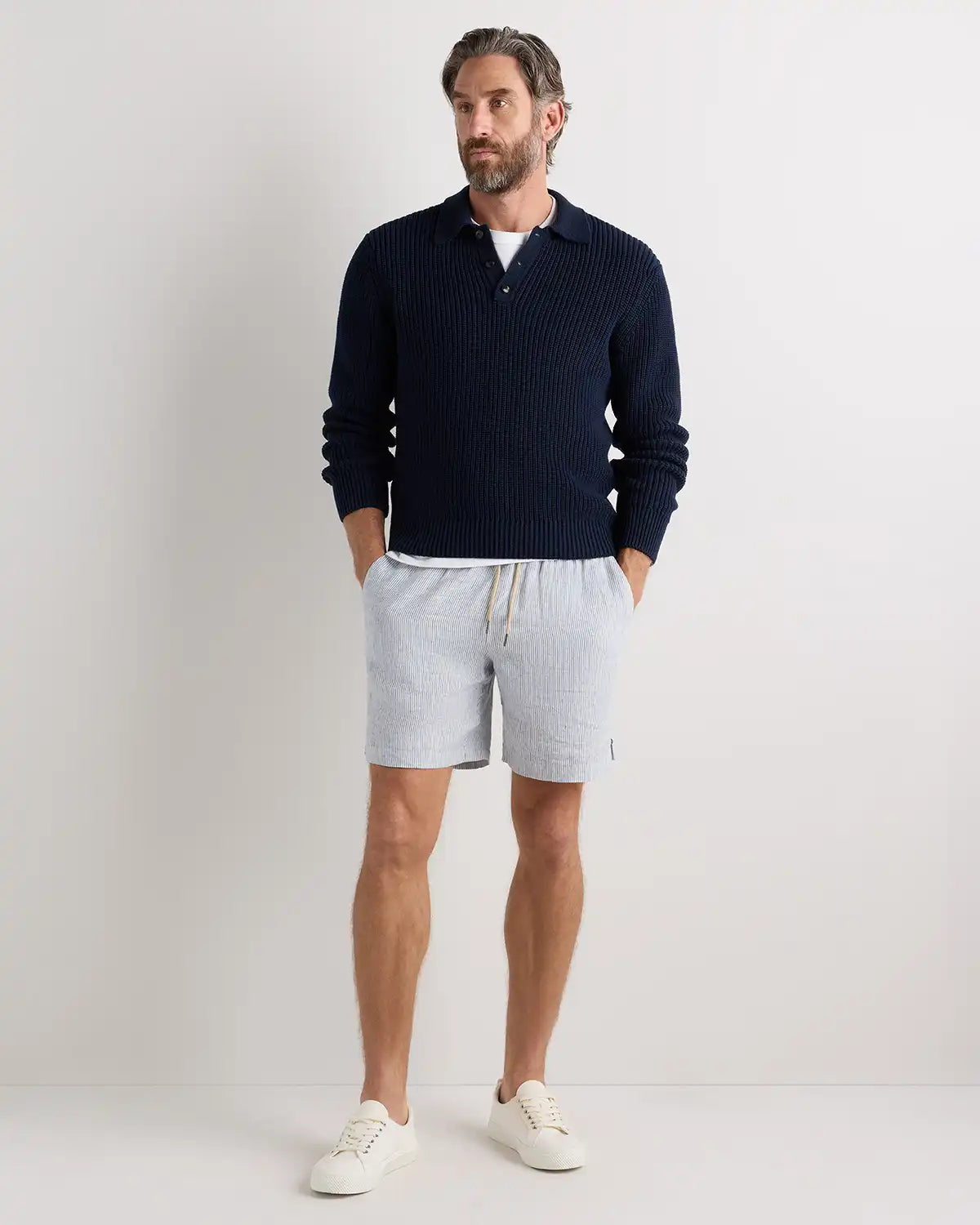 100% European Linen Drawstring Beach Shorts - 7"