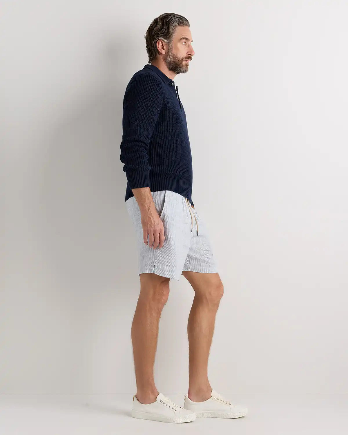 100% European Linen Drawstring Beach Shorts - 7"