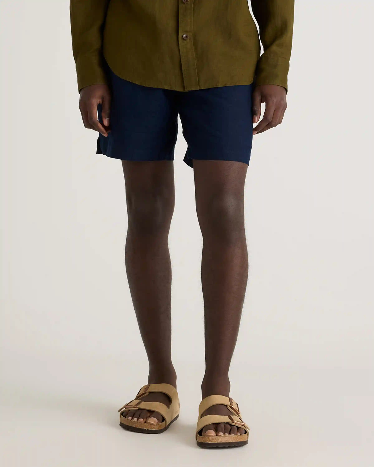 100% European Linen Drawstring Beach Shorts - 7"