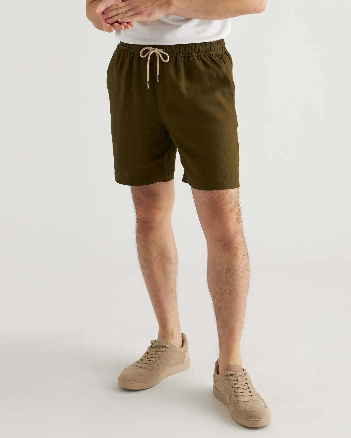 100% European Linen Drawstring Beach Shorts - 7"