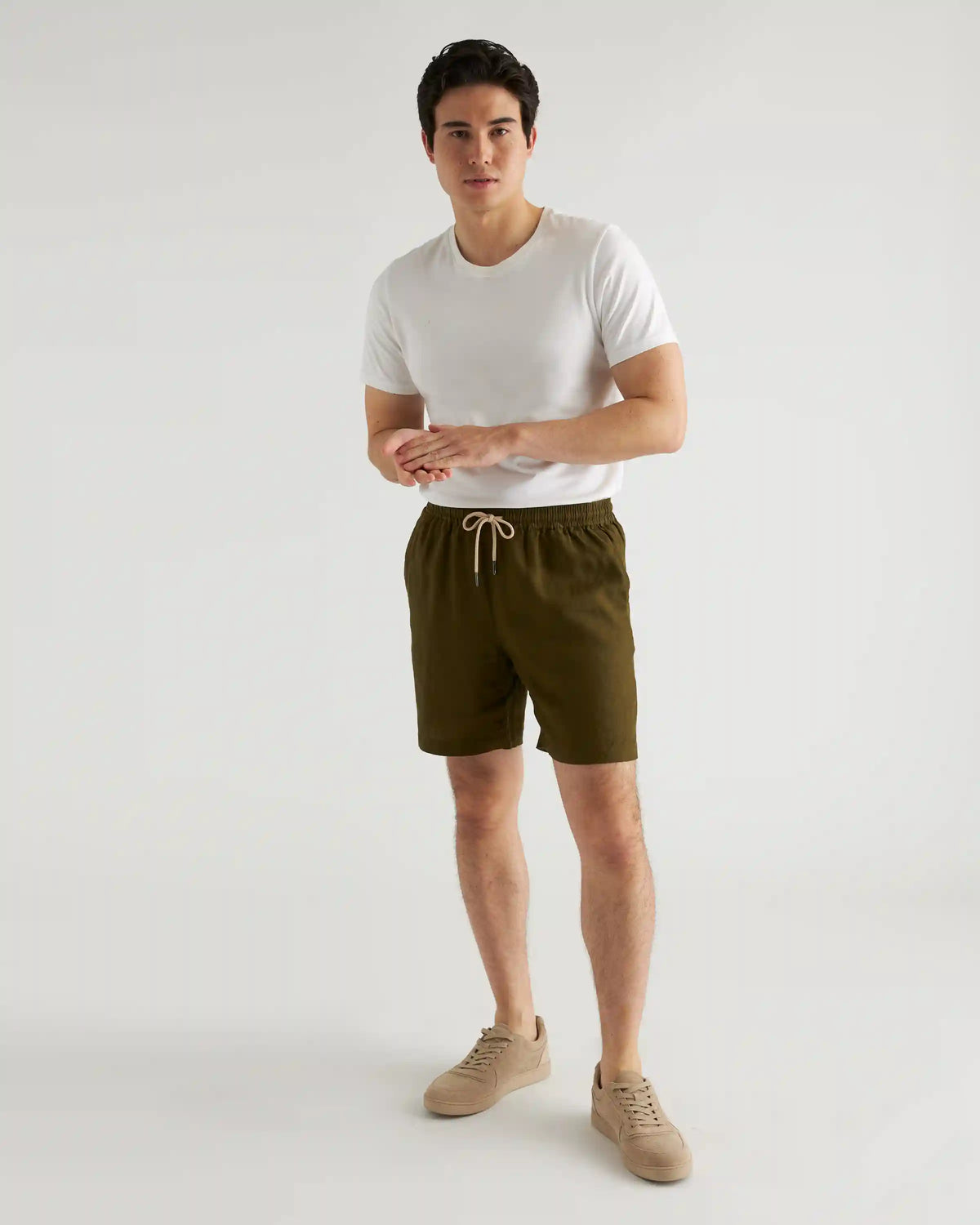 100% European Linen Drawstring Beach Shorts - 7"