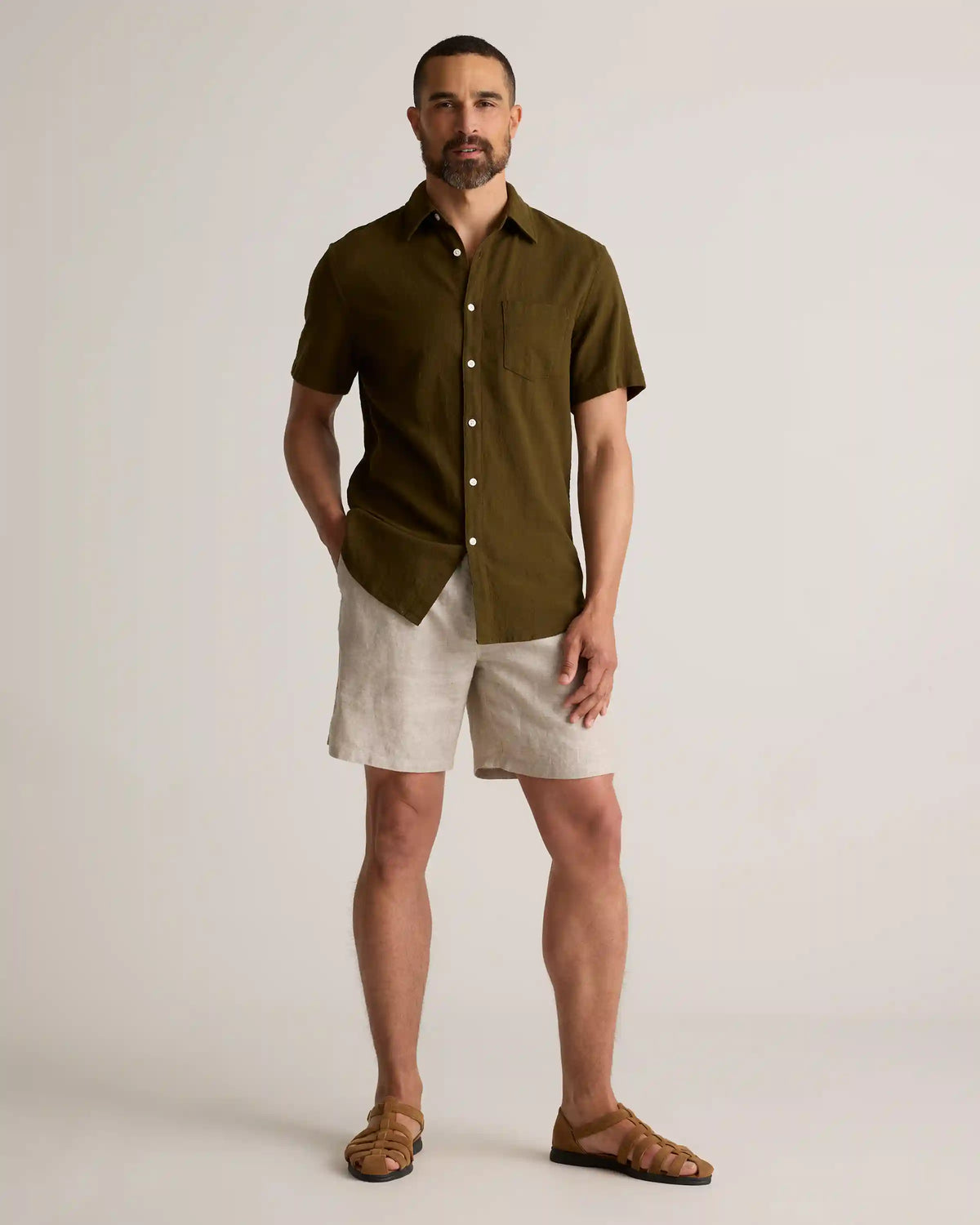 100% European Linen Drawstring Beach Shorts - 7"