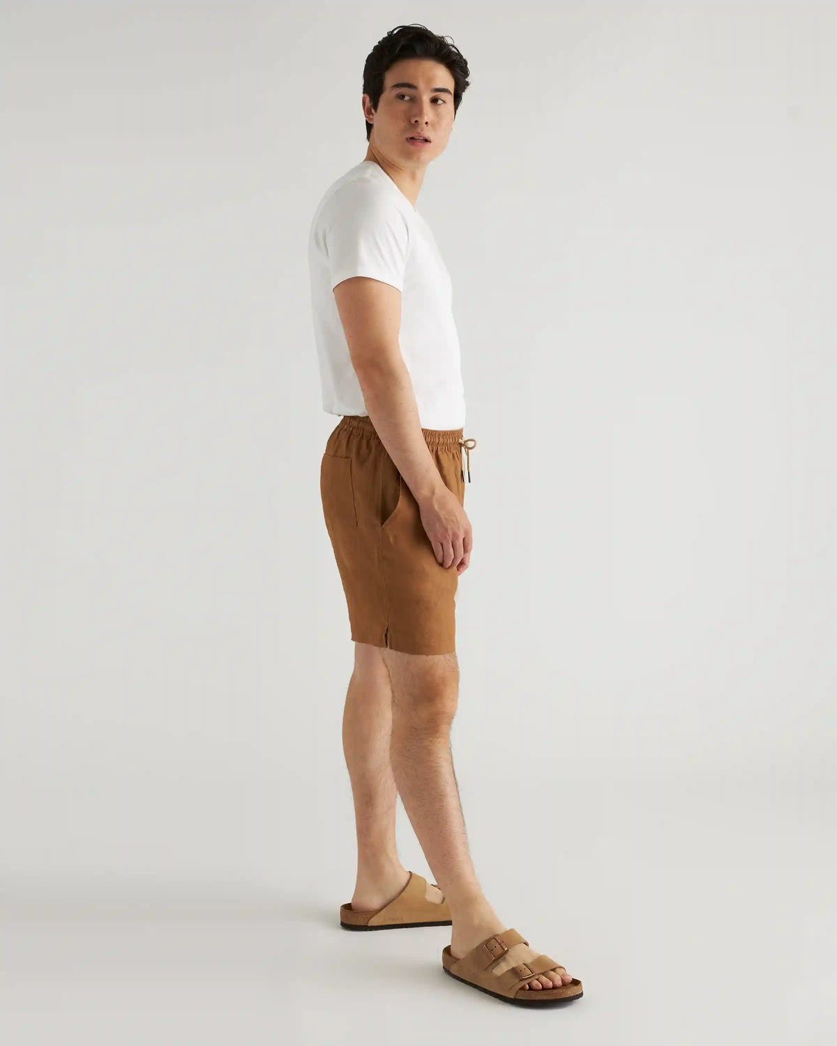 100% European Linen Drawstring Beach Shorts - 7"