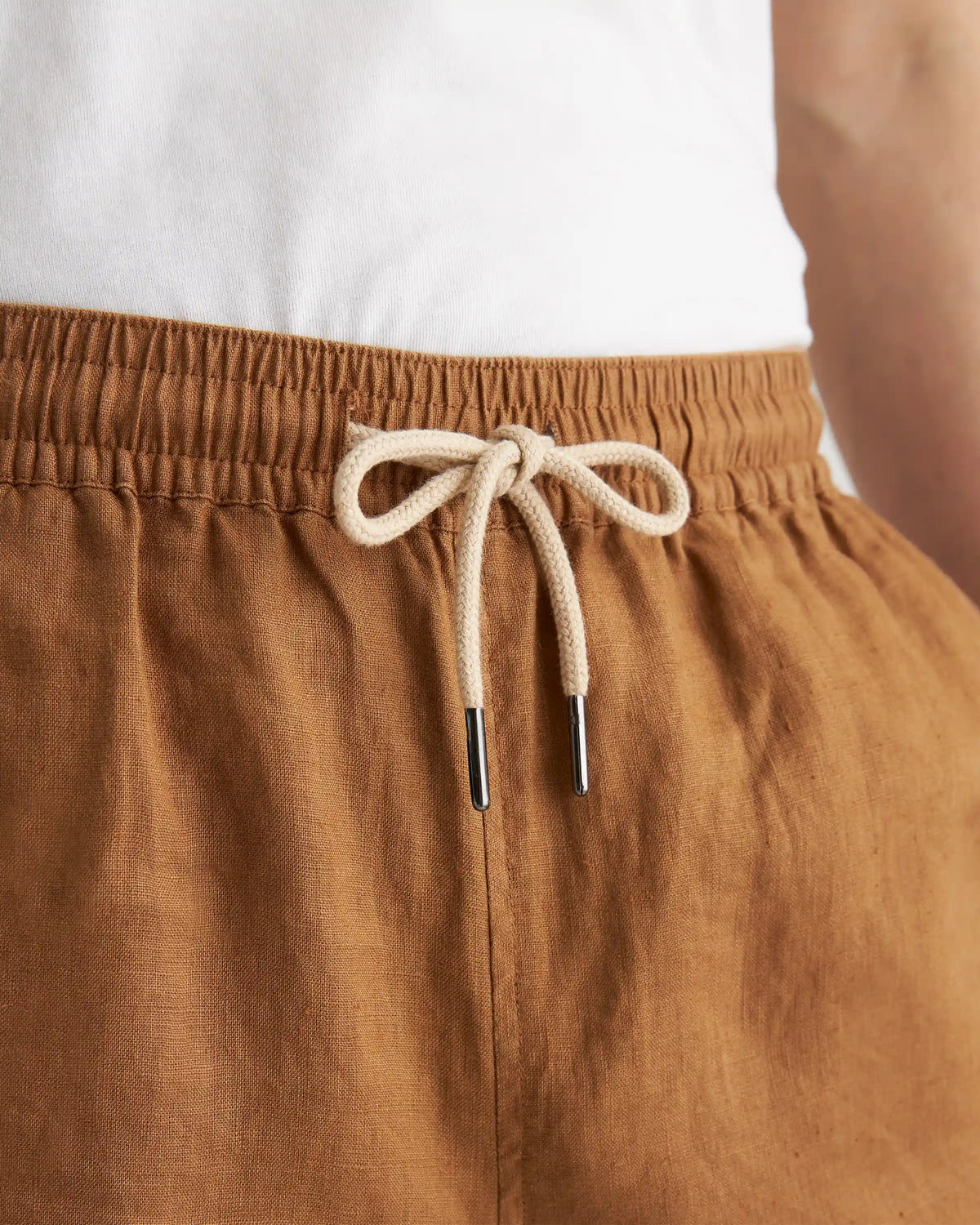 100% European Linen Drawstring Beach Shorts - 7"