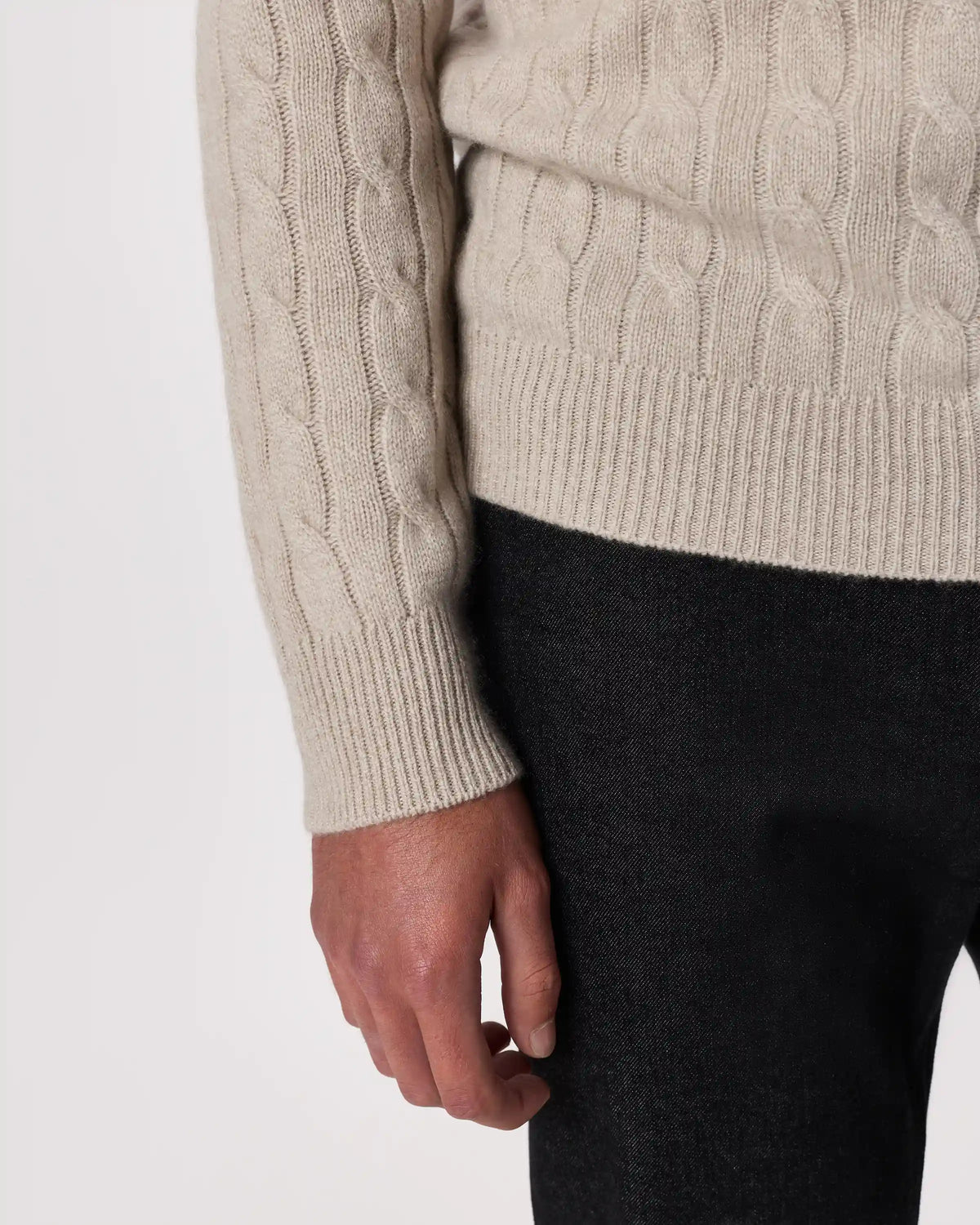 Mongolian Cashmere Classic Cable Crewneck Sweater