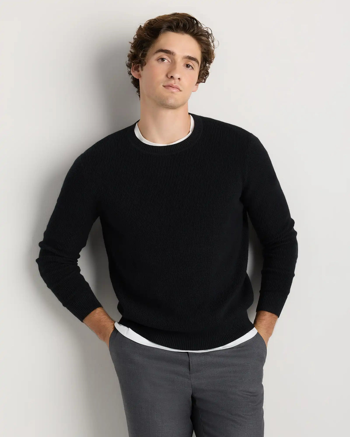 Organic Cotton Cashmere Waffle Crewneck Sweater