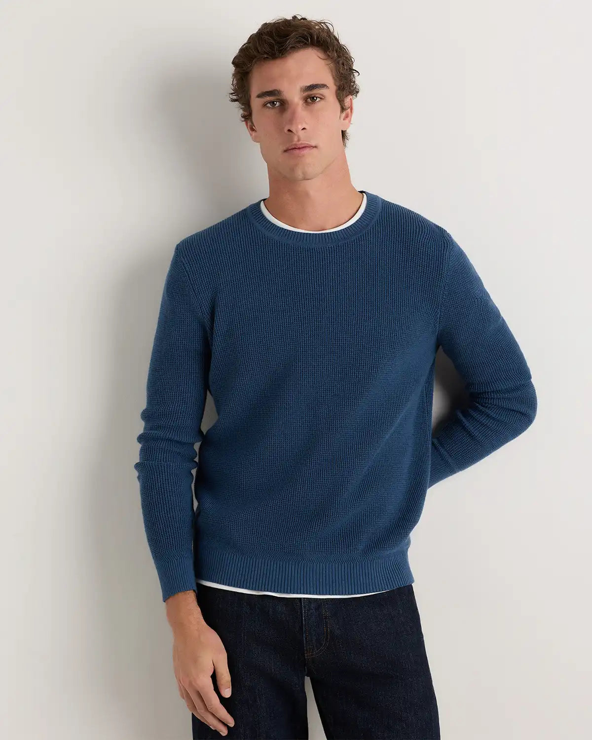 Organic Cotton Cashmere Waffle Crewneck Sweater