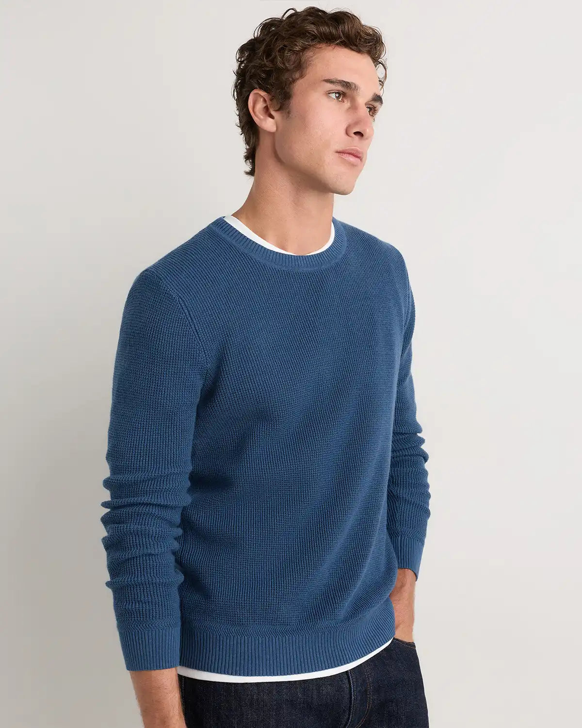 Organic Cotton Cashmere Waffle Crewneck Sweater