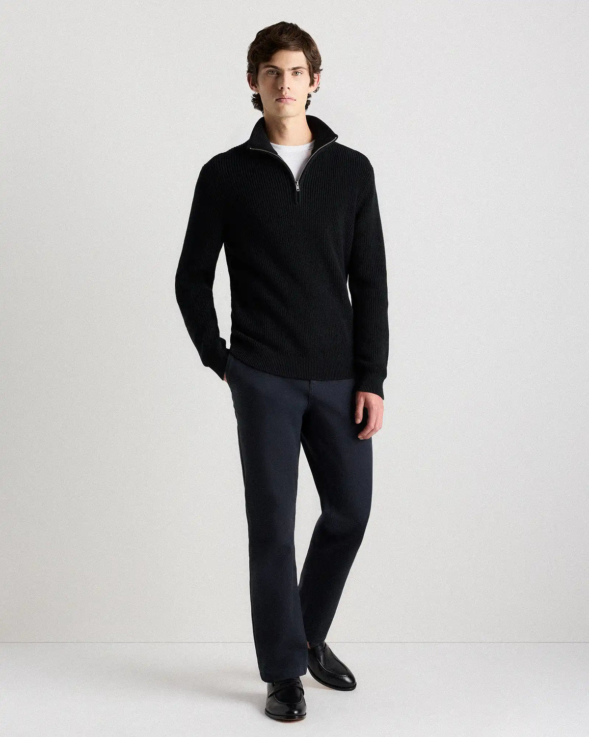 100% Organic Cotton Ribbed Quarter-Zip Sweater