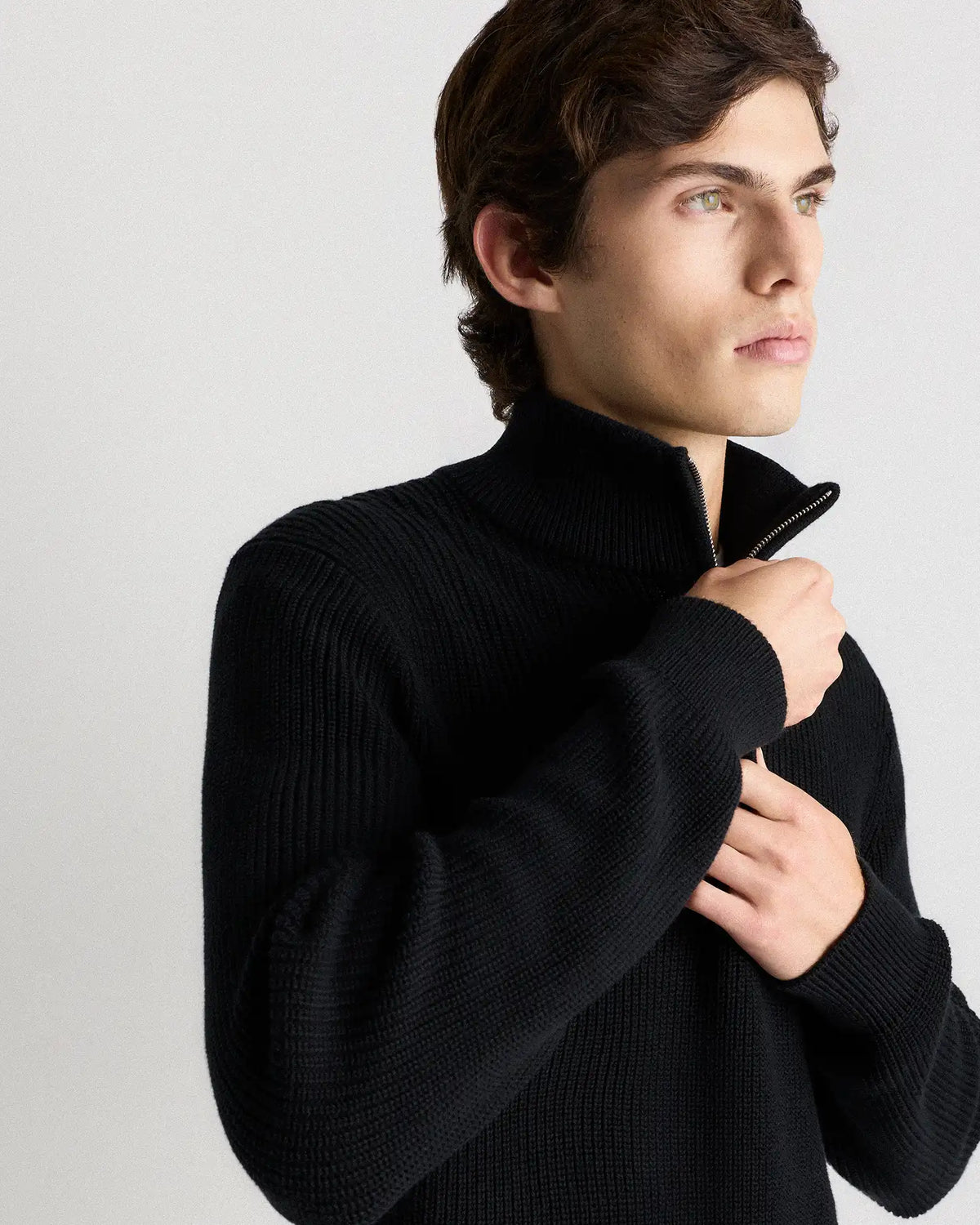 100% Organic Cotton Ribbed Quarter-Zip Sweater