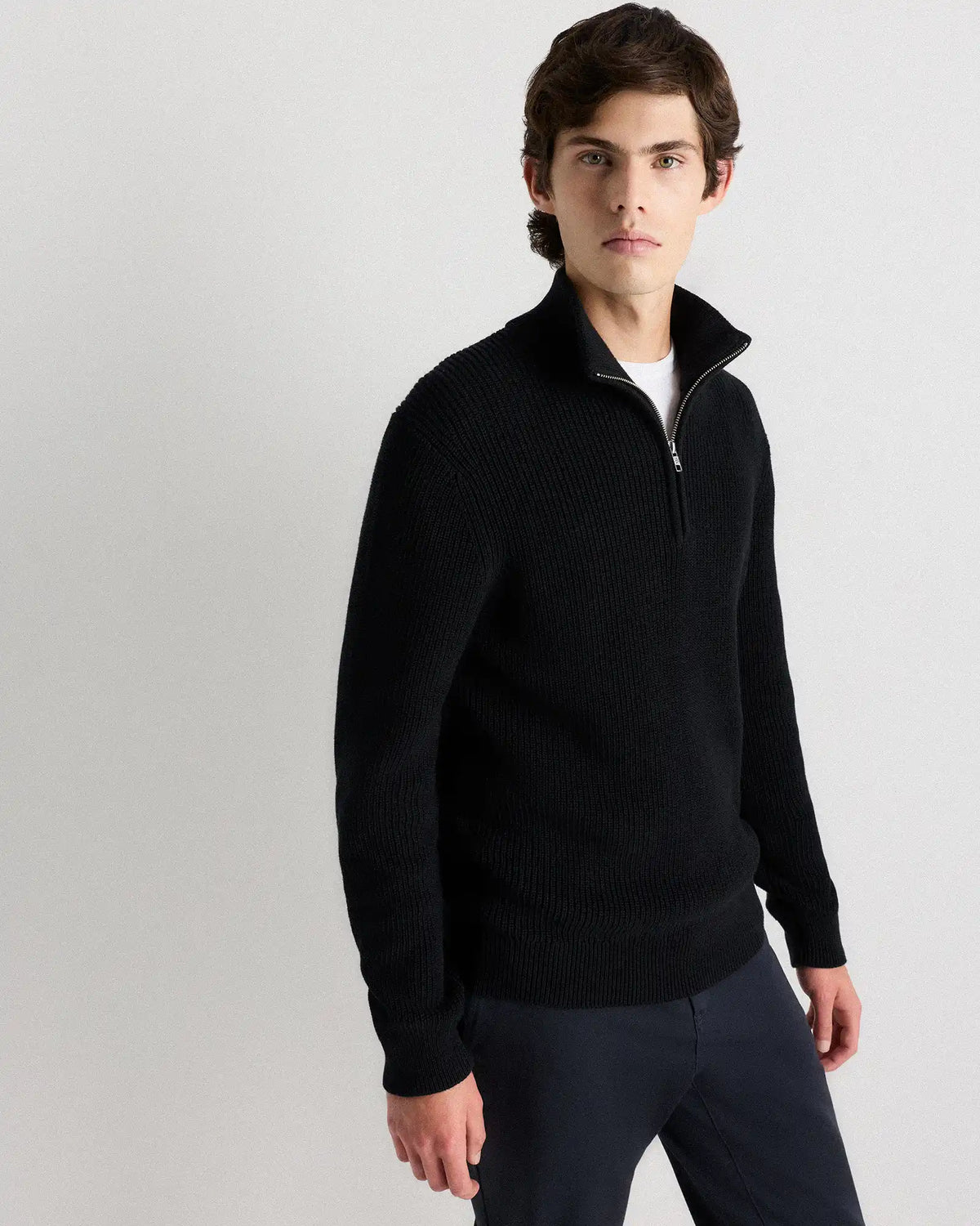 100% Organic Cotton Ribbed Quarter-Zip Sweater