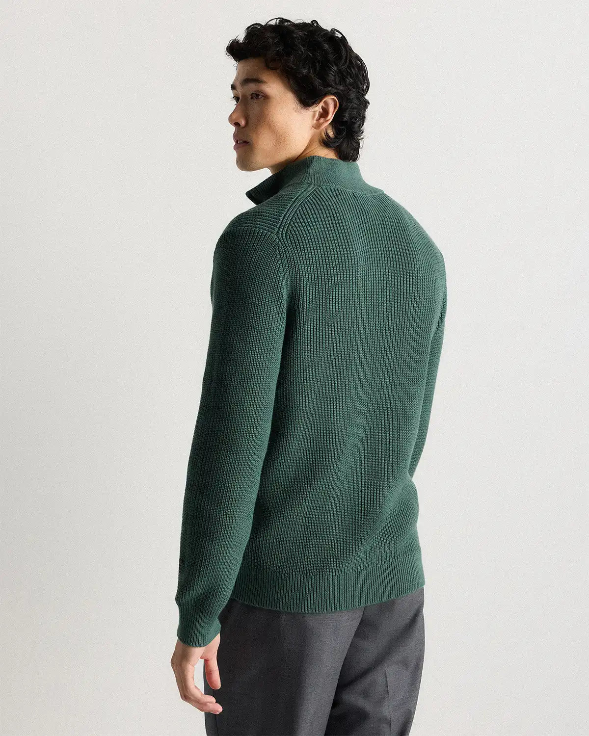 100% Organic Cotton Ribbed Quarter-Zip Sweater