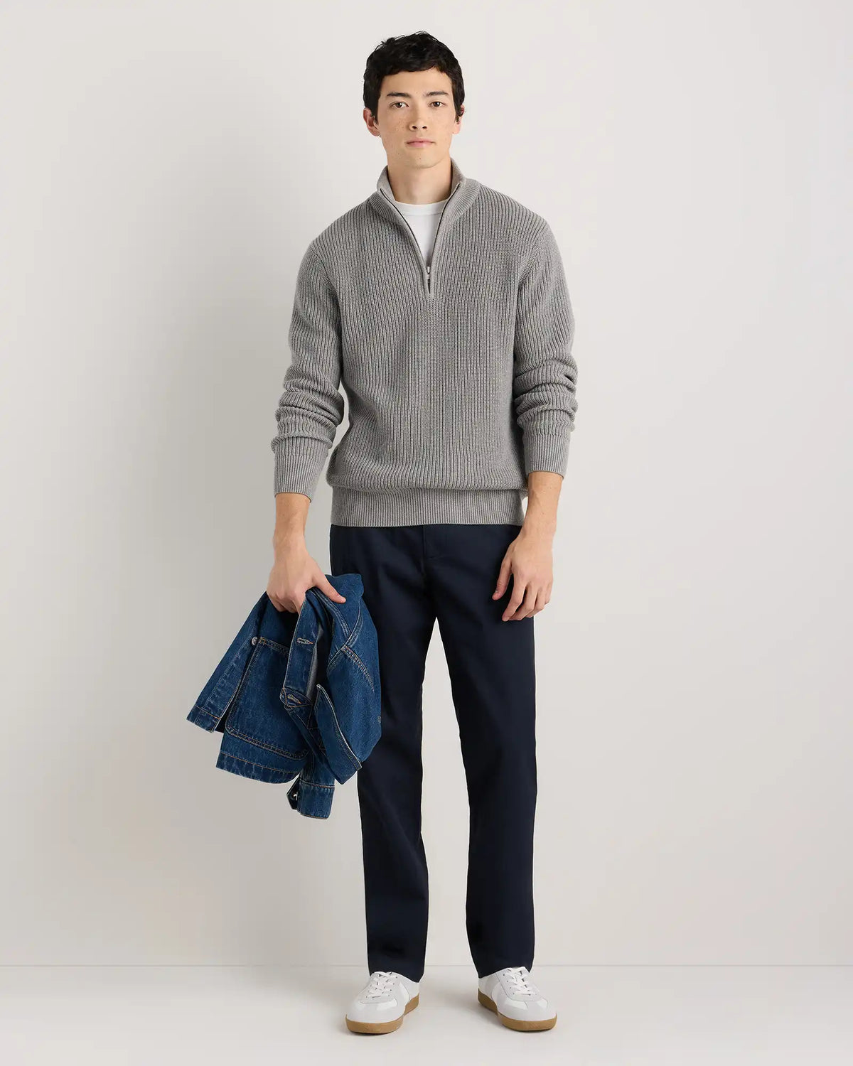 100% Organic Cotton Ribbed Quarter-Zip Sweater