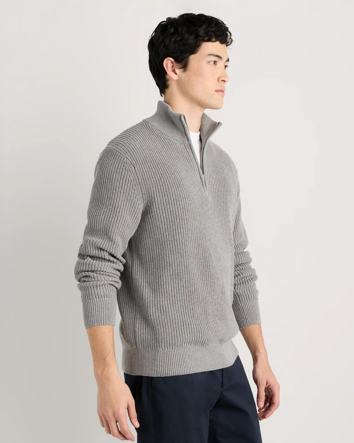 100% Organic Cotton Ribbed Quarter-Zip Sweater