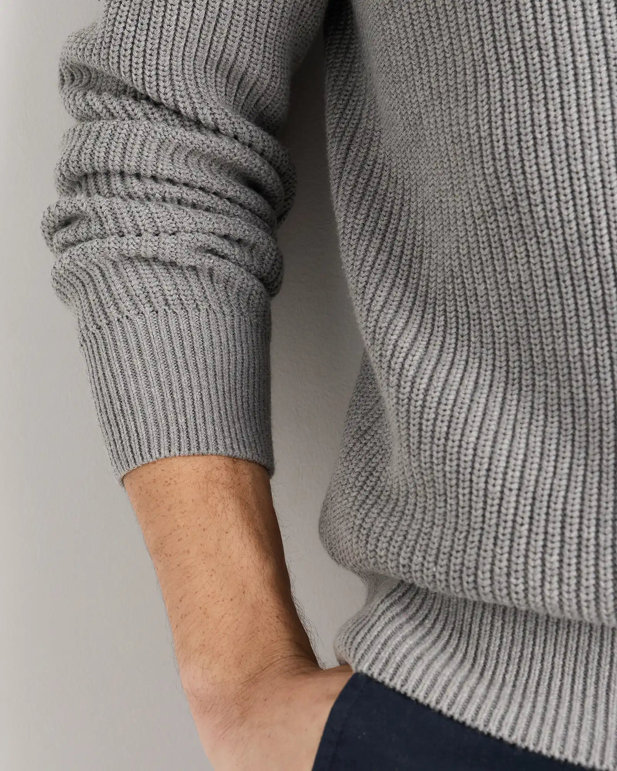 100% Organic Cotton Ribbed Quarter-Zip Sweater