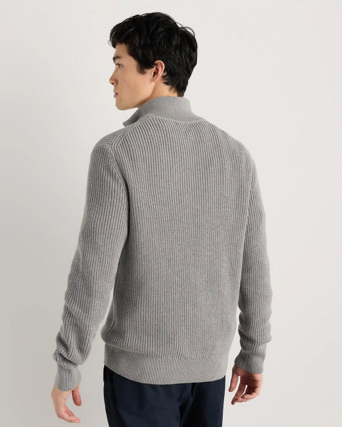 100% Organic Cotton Ribbed Quarter-Zip Sweater