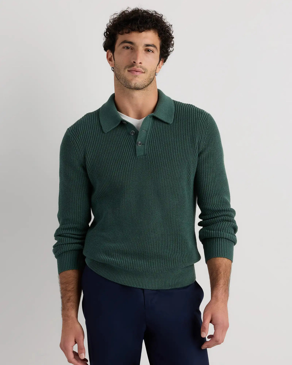100% Organic Cotton Ribbed Polo Sweater