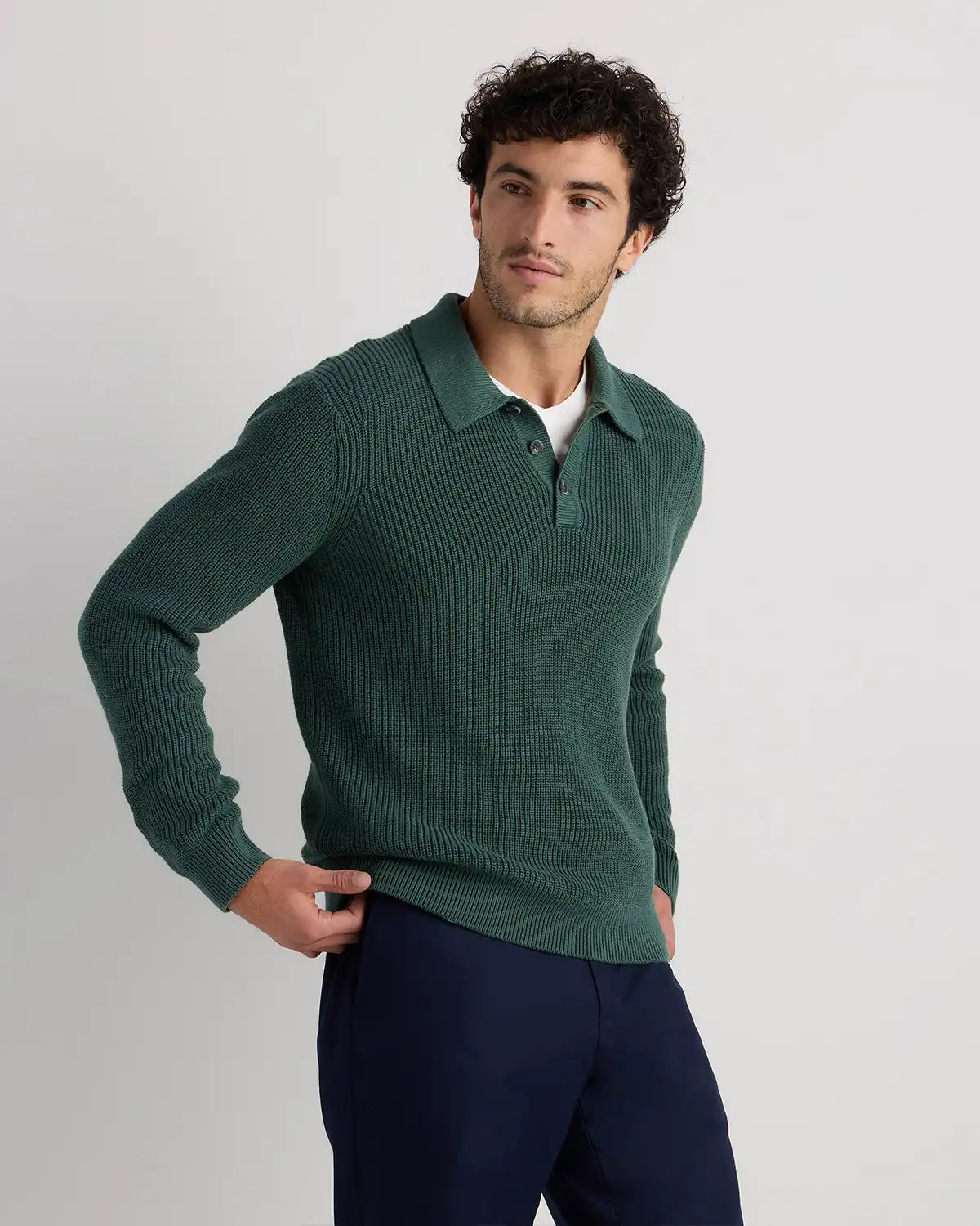 100% Organic Cotton Ribbed Polo Sweater