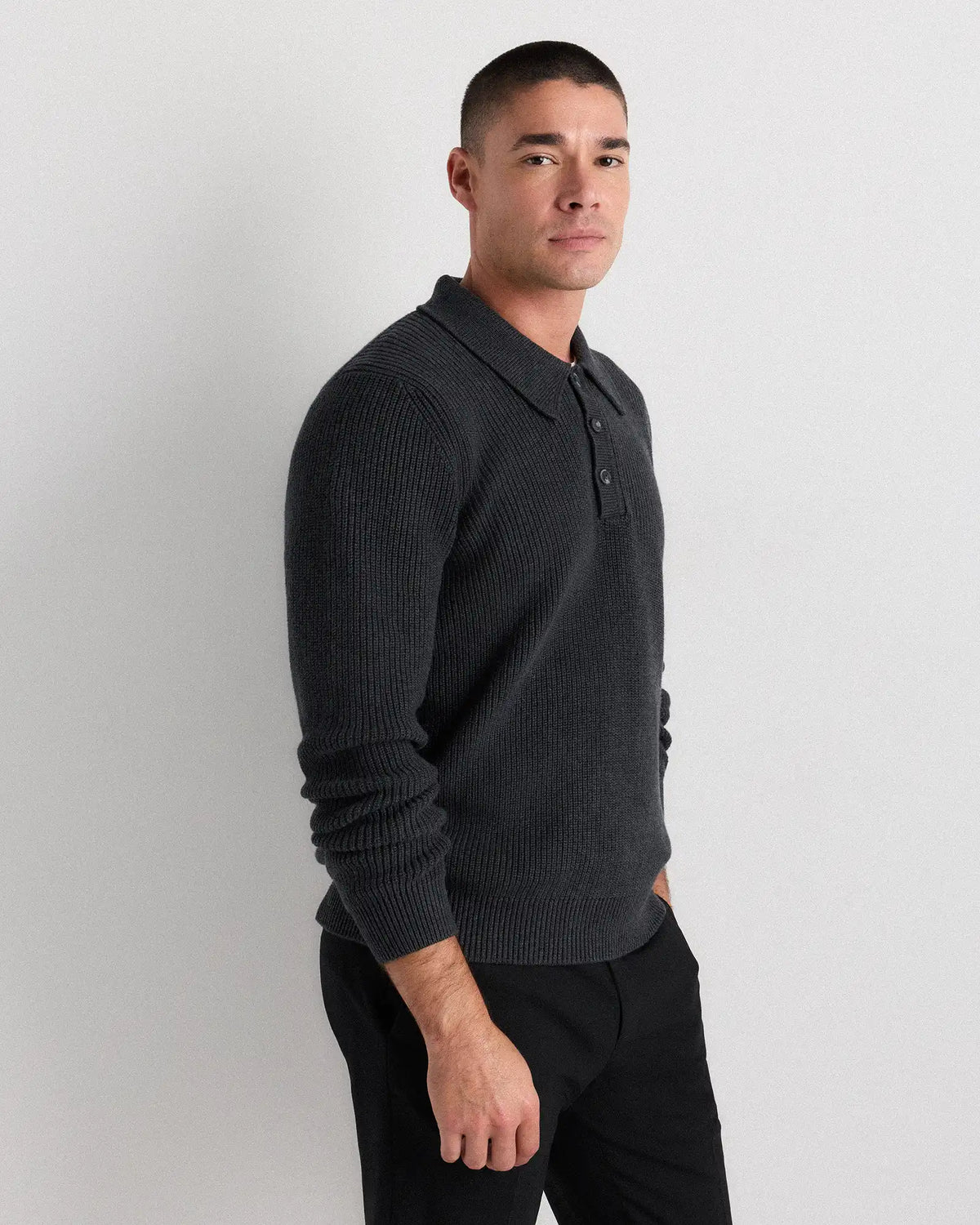 100% Organic Cotton Ribbed Polo Sweater