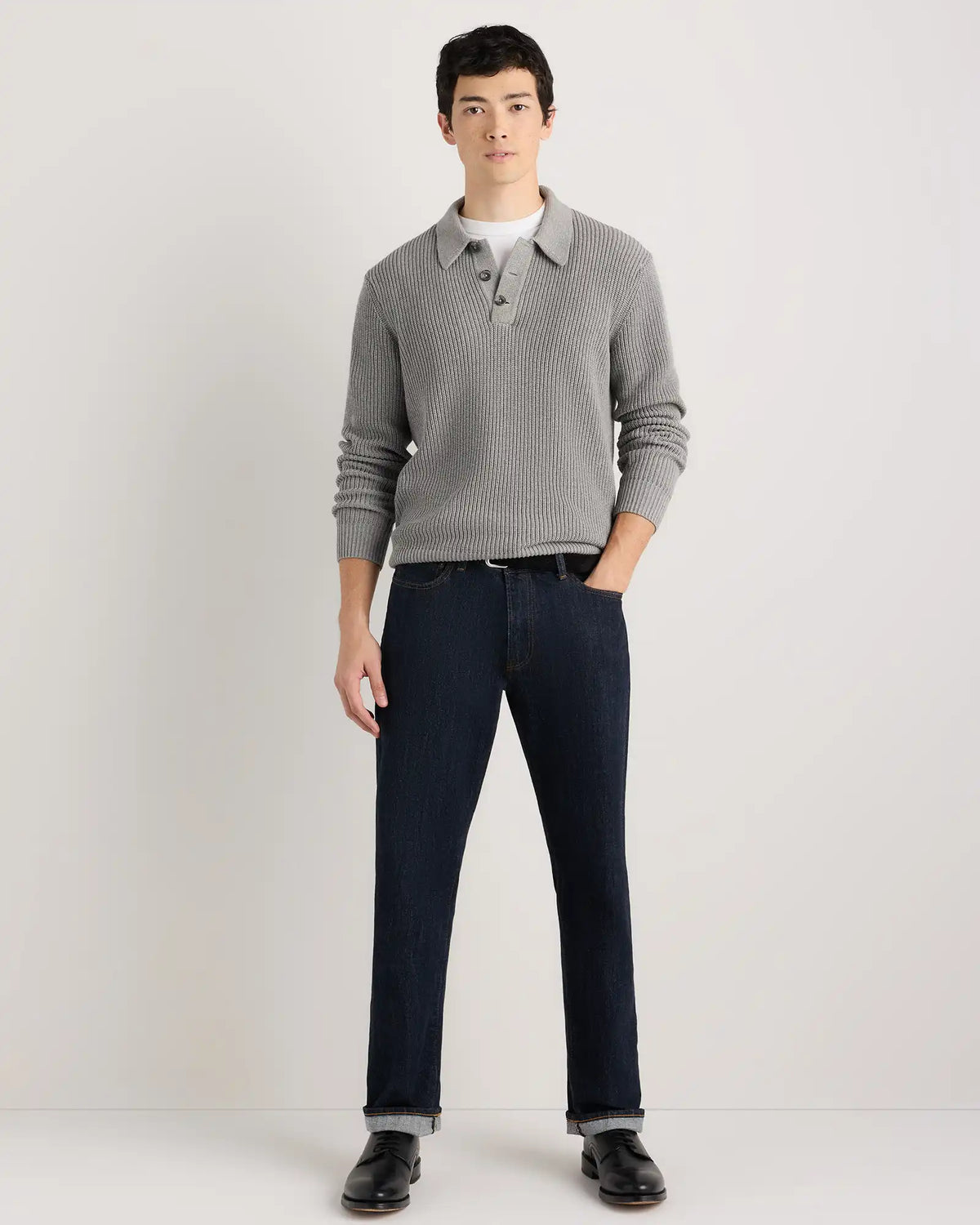 100% Organic Cotton Ribbed Polo Sweater