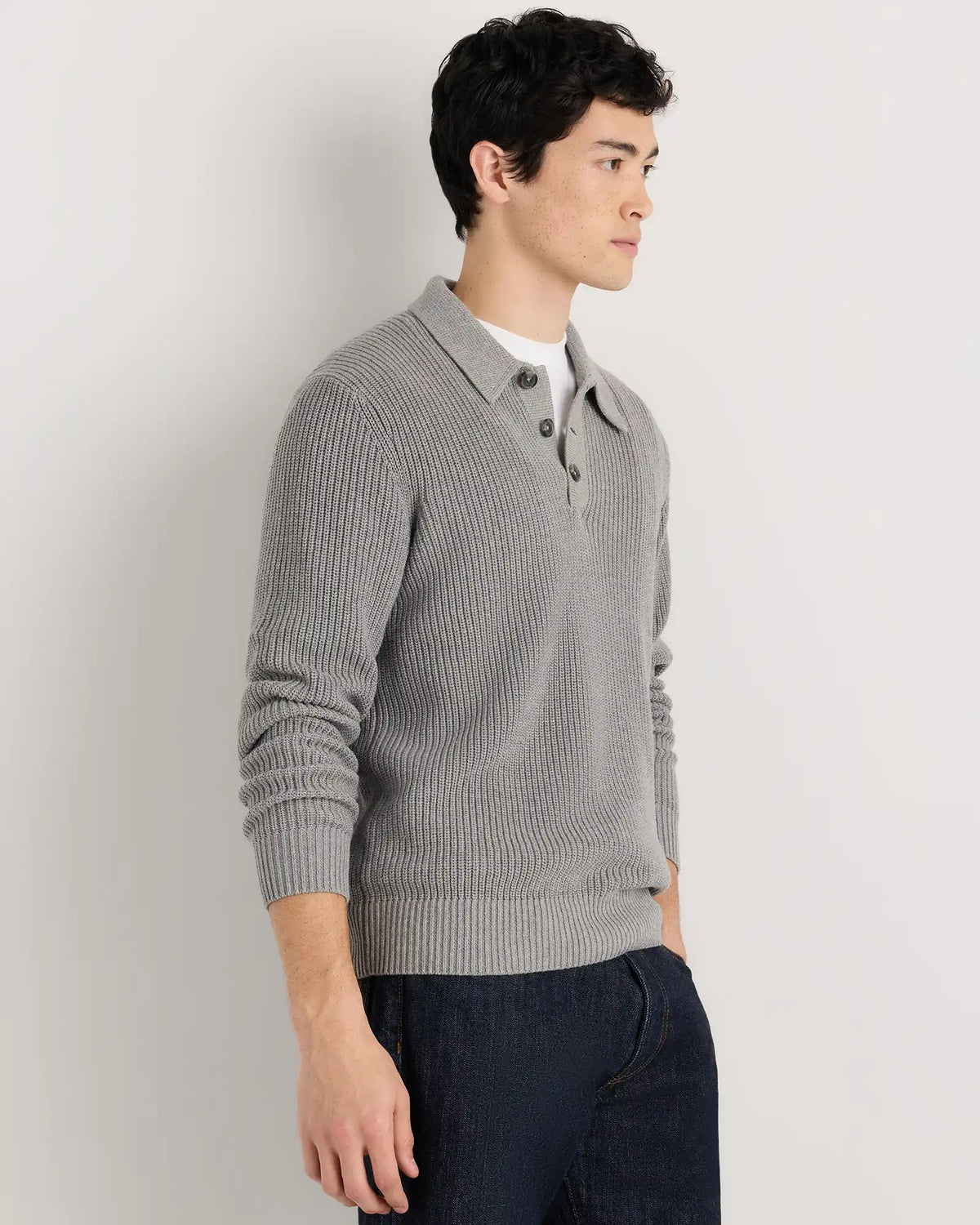 100% Organic Cotton Ribbed Polo Sweater