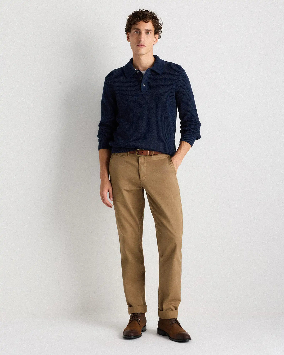 100% Organic Cotton Ribbed Polo Sweater