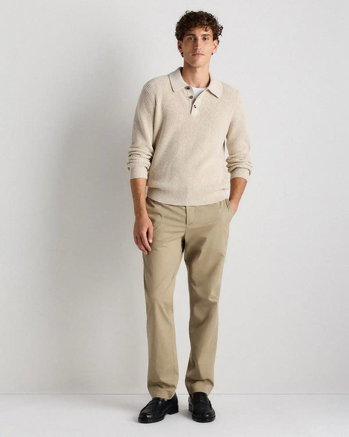 100% Organic Cotton Ribbed Polo Sweater