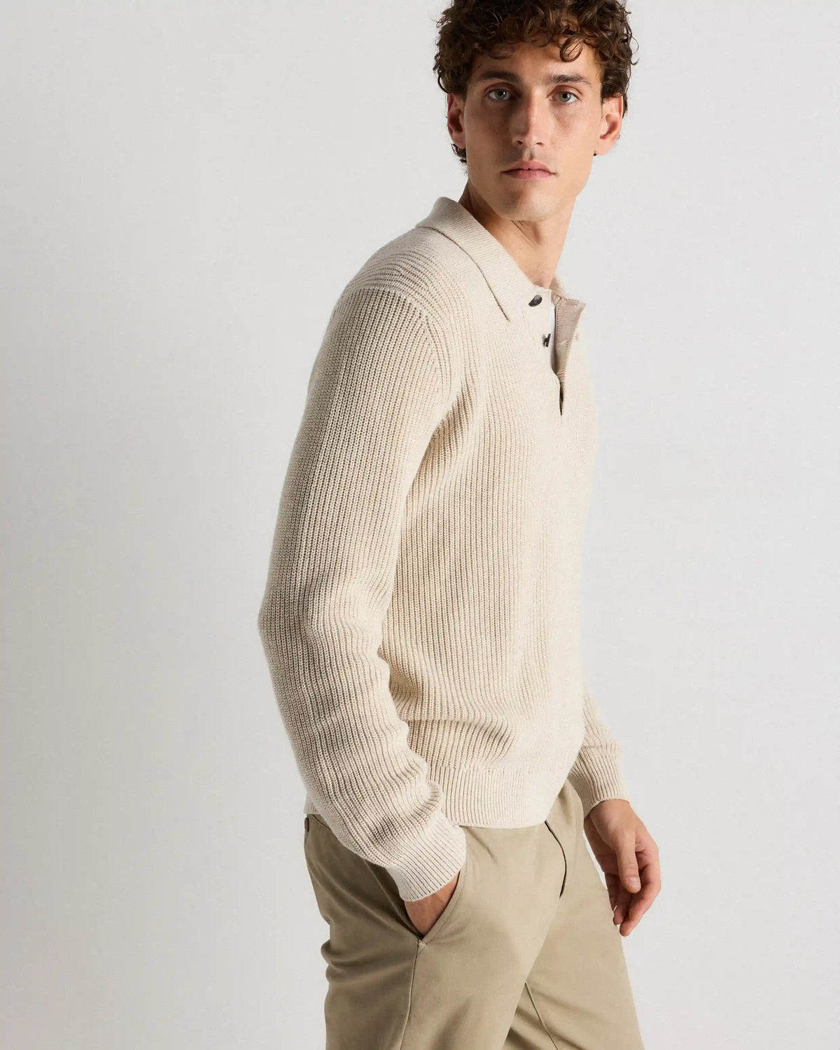 100% Organic Cotton Ribbed Polo Sweater