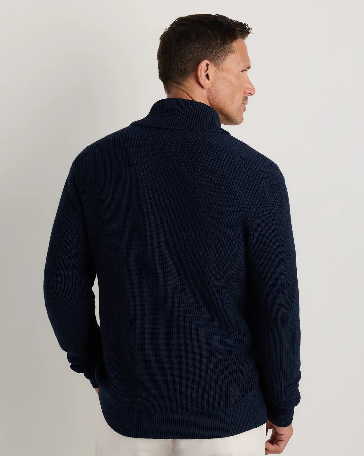 100% Organic Cotton Ribbed Shawl-Collar Cardigan Sweater