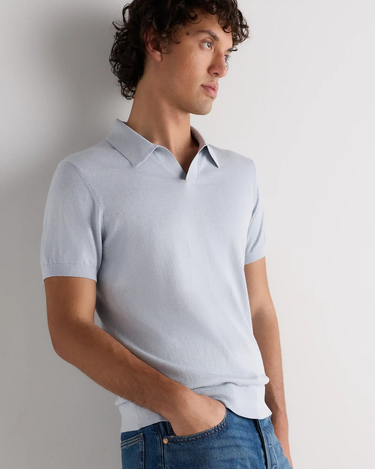 Cotton-Silk Johnny Collar Polo