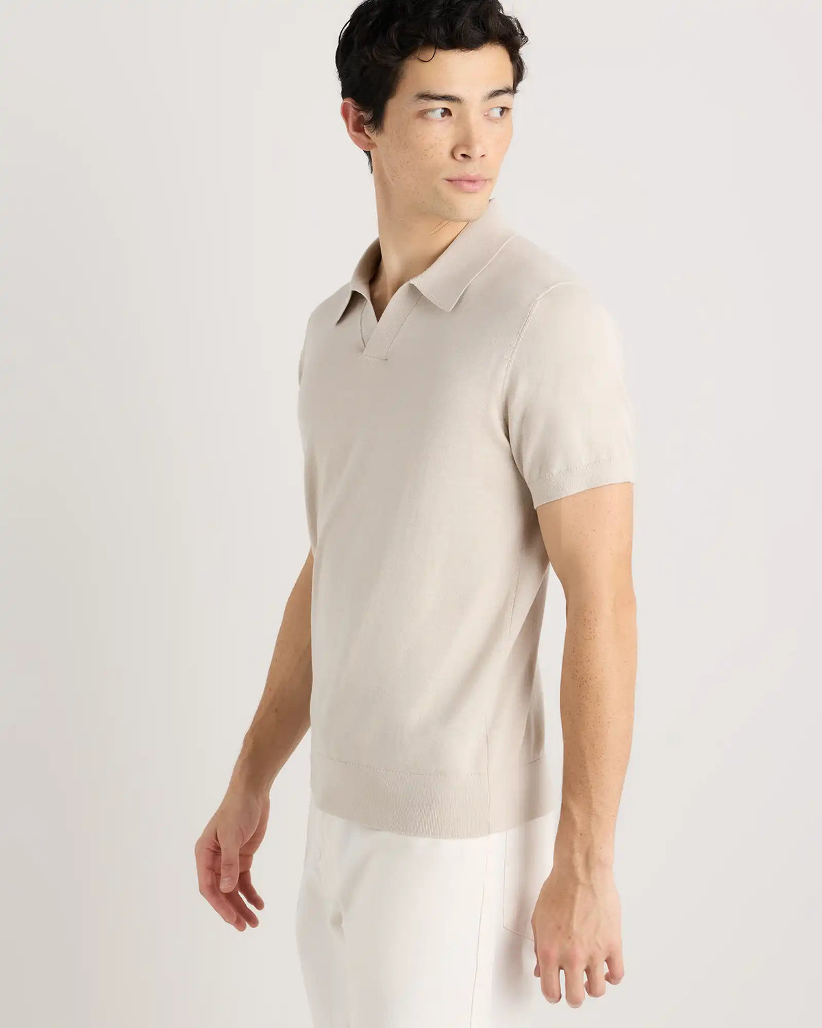 Cotton-Silk Johnny Collar Polo