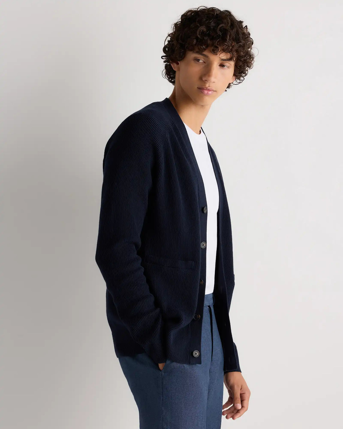 100% Organic Cotton Ribbed Cardigan