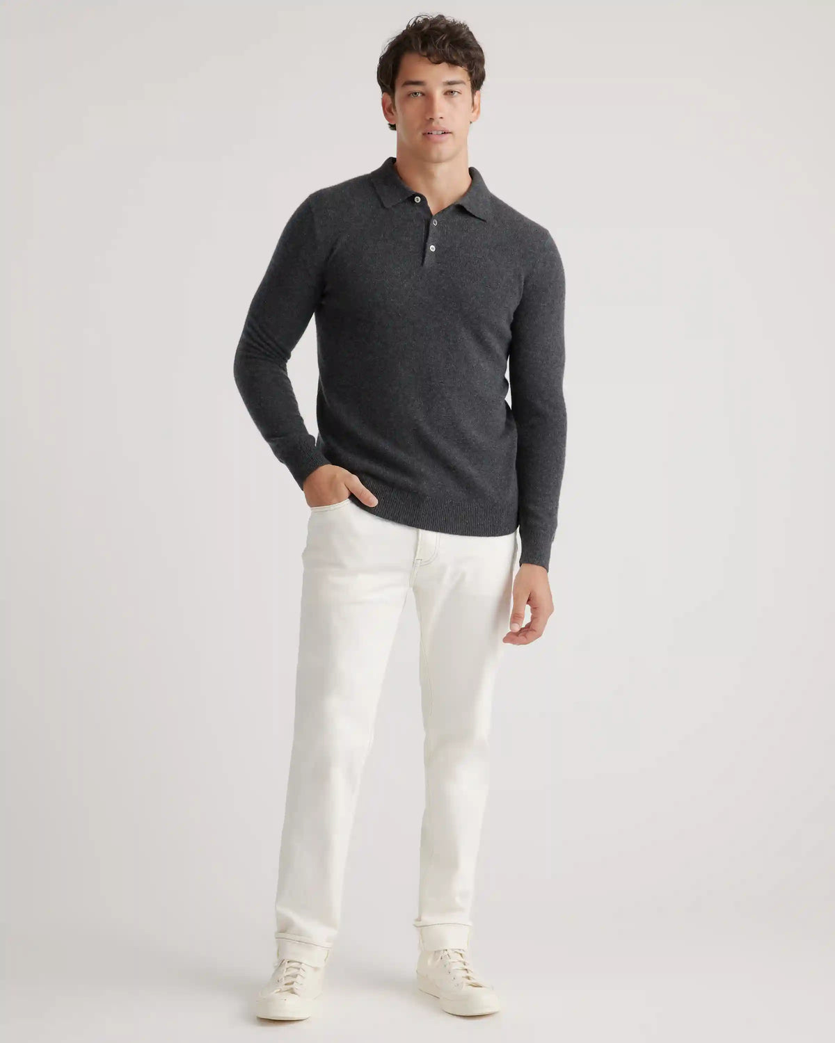 Mongolian Spring Cashmere Polo Sweater
