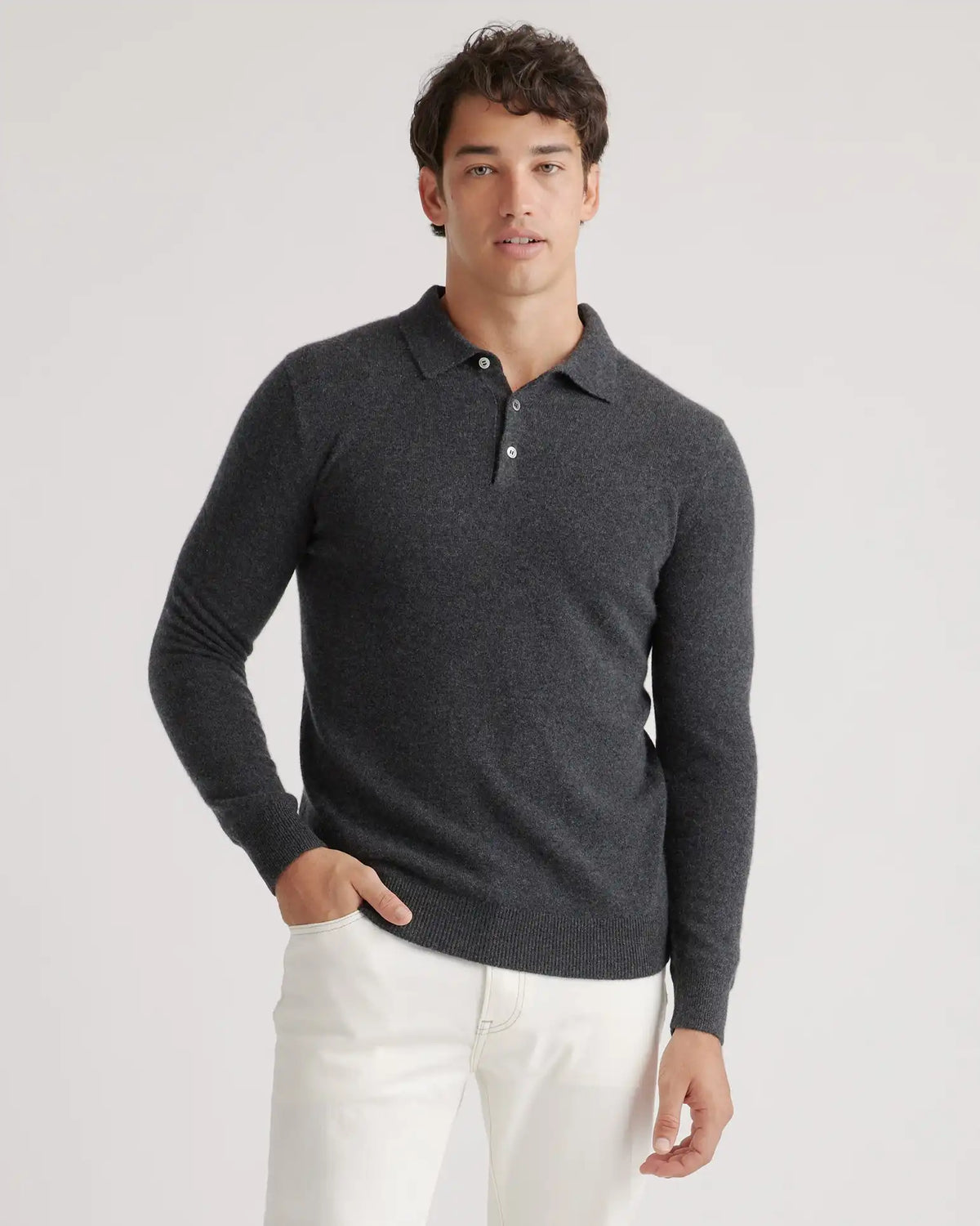 Mongolian Spring Cashmere Polo Sweater