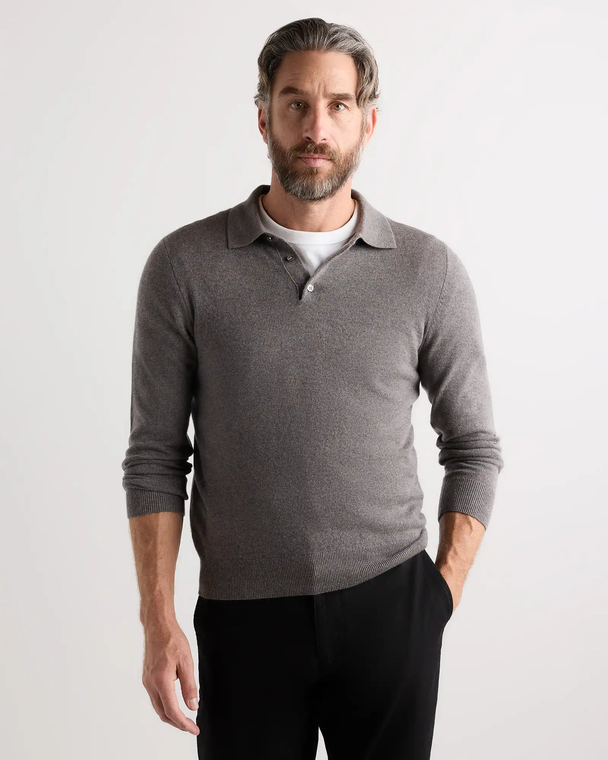 Mongolian Cashmere Polo Sweater