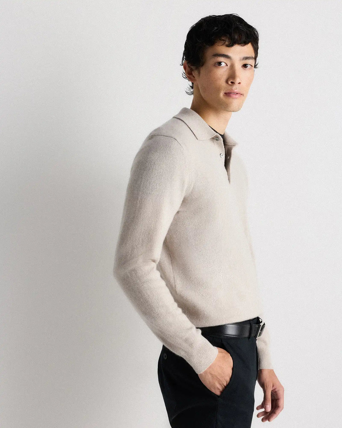 Mongolian Cashmere Polo Sweater