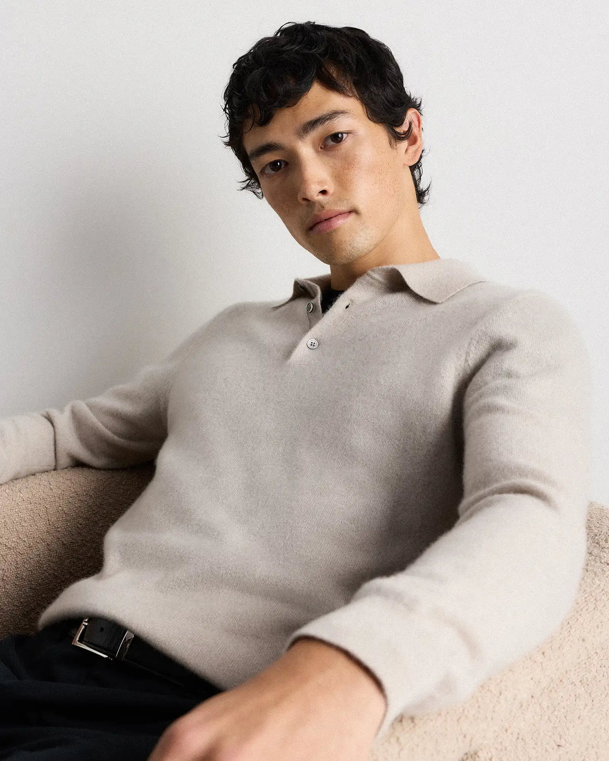 Mongolian Cashmere Polo Sweater