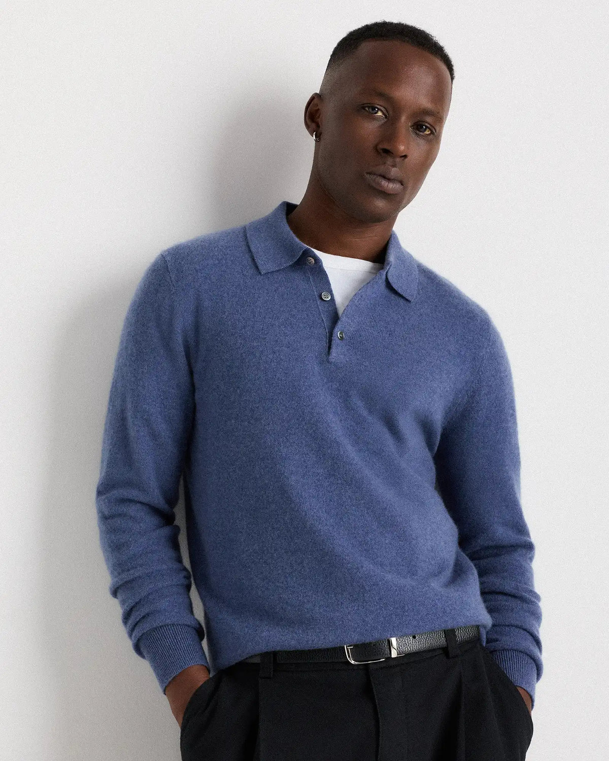 Mongolian Cashmere Polo Sweater