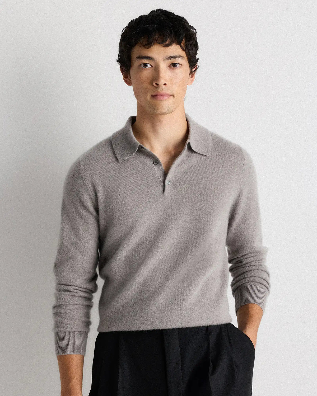 Mongolian Cashmere Polo Sweater