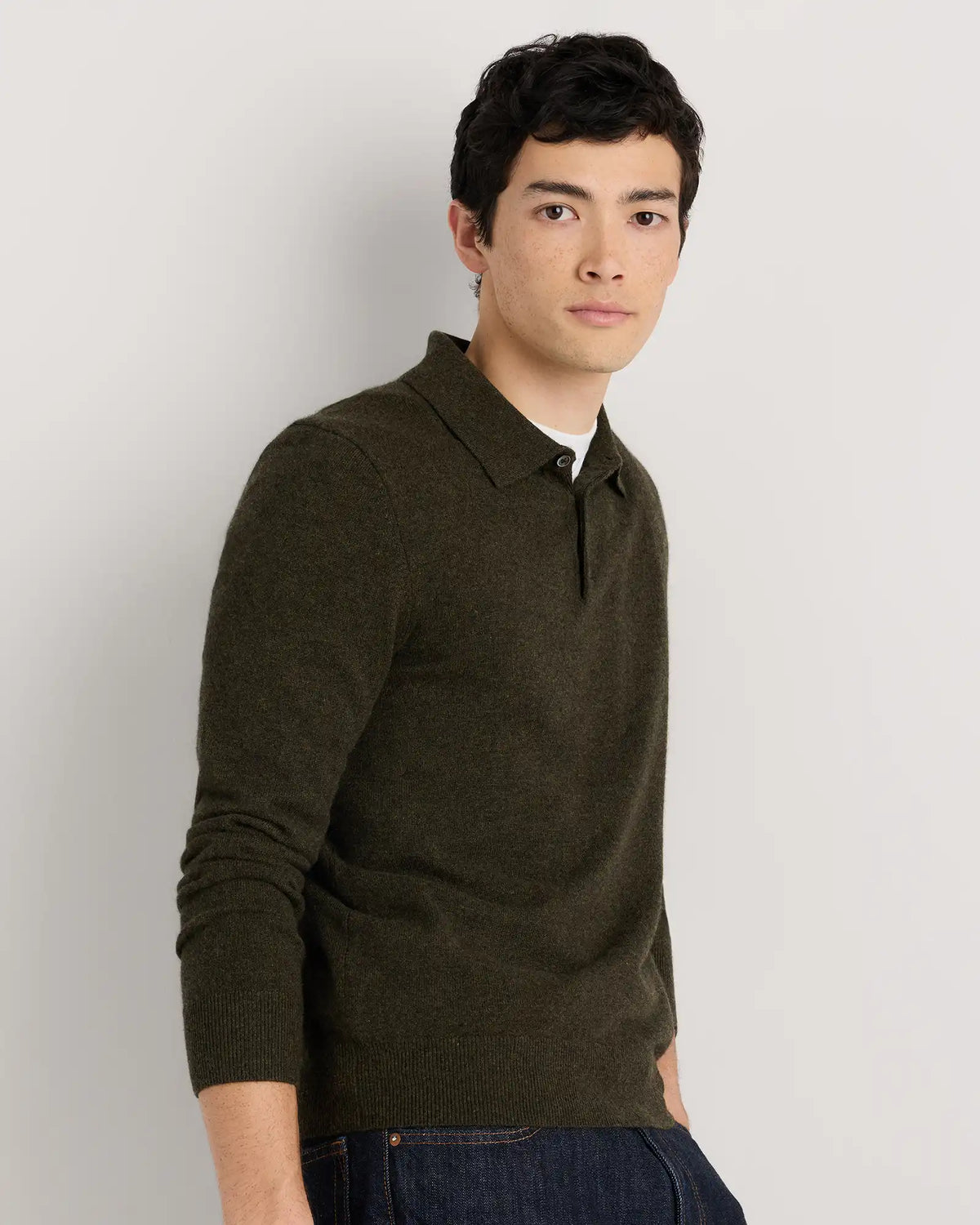 Mongolian Cashmere Polo Sweater