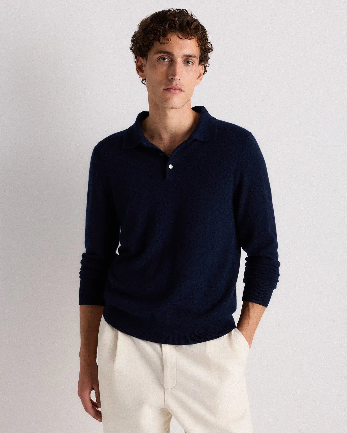 Mongolian Cashmere Polo Sweater