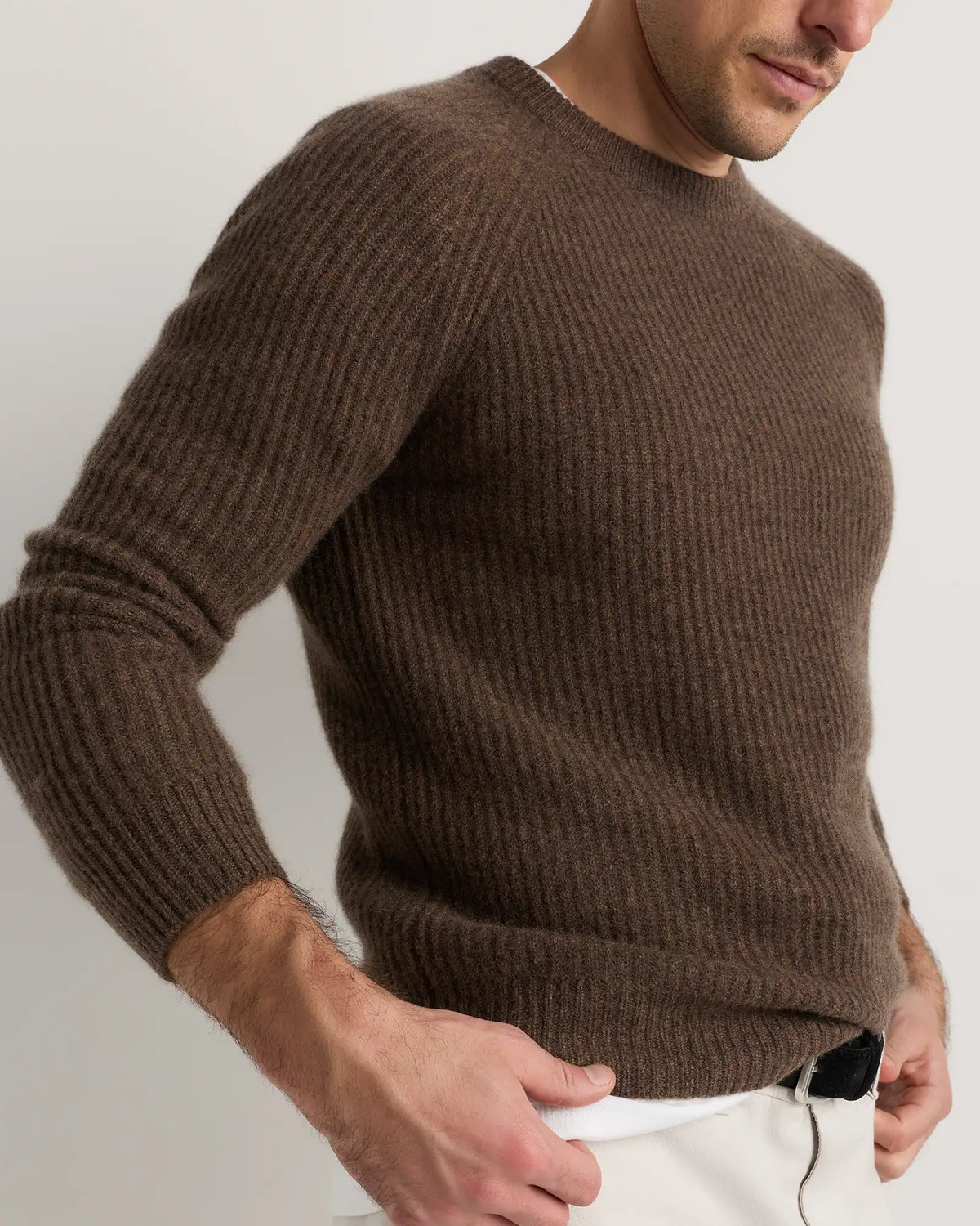 Mongolian Cashmere Fisherman Crewneck Sweater