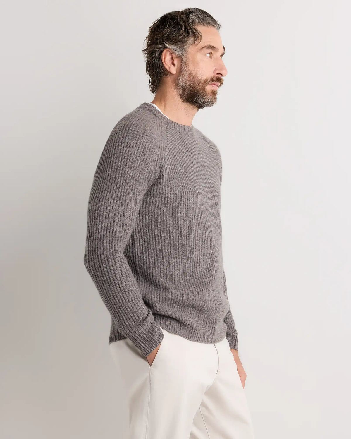 Mongolian Cashmere Fisherman Crewneck Sweater
