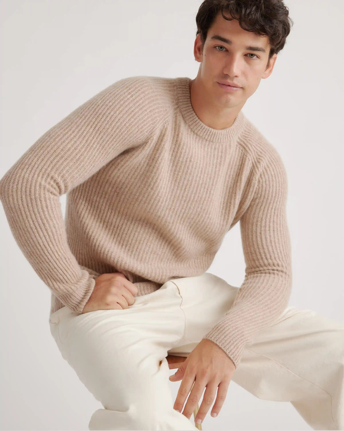 Mongolian Spring Cashmere Fisherman Crewneck Sweater