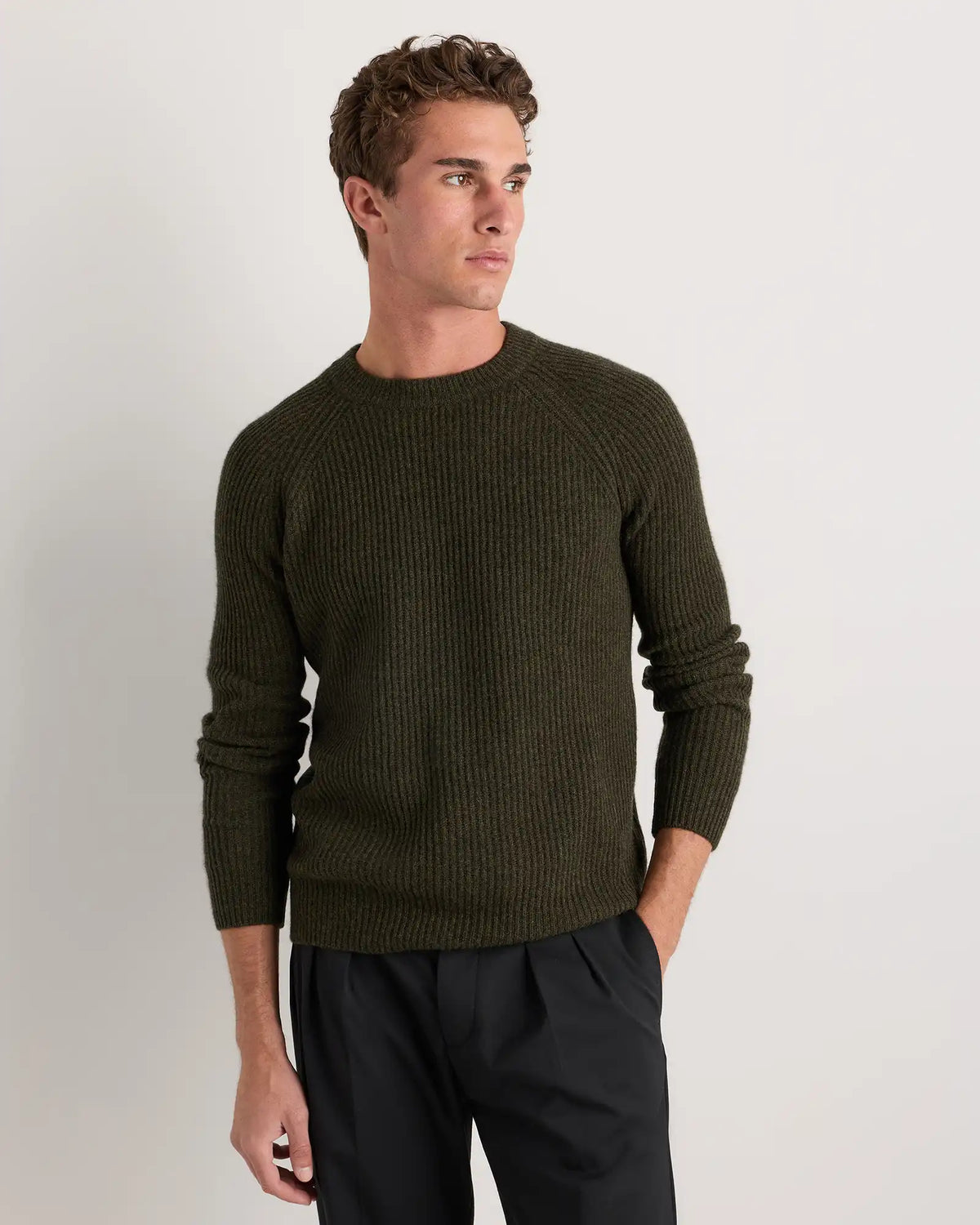 Mongolian Cashmere Fisherman Crewneck Sweater