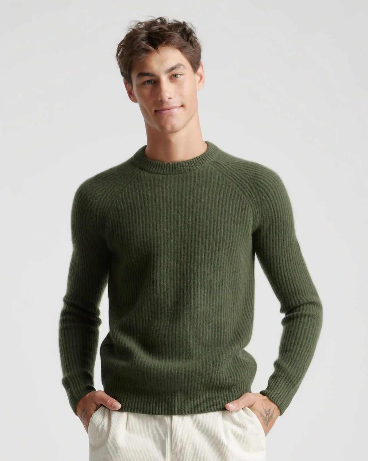 Mongolian Spring Cashmere Fisherman Crewneck Sweater
