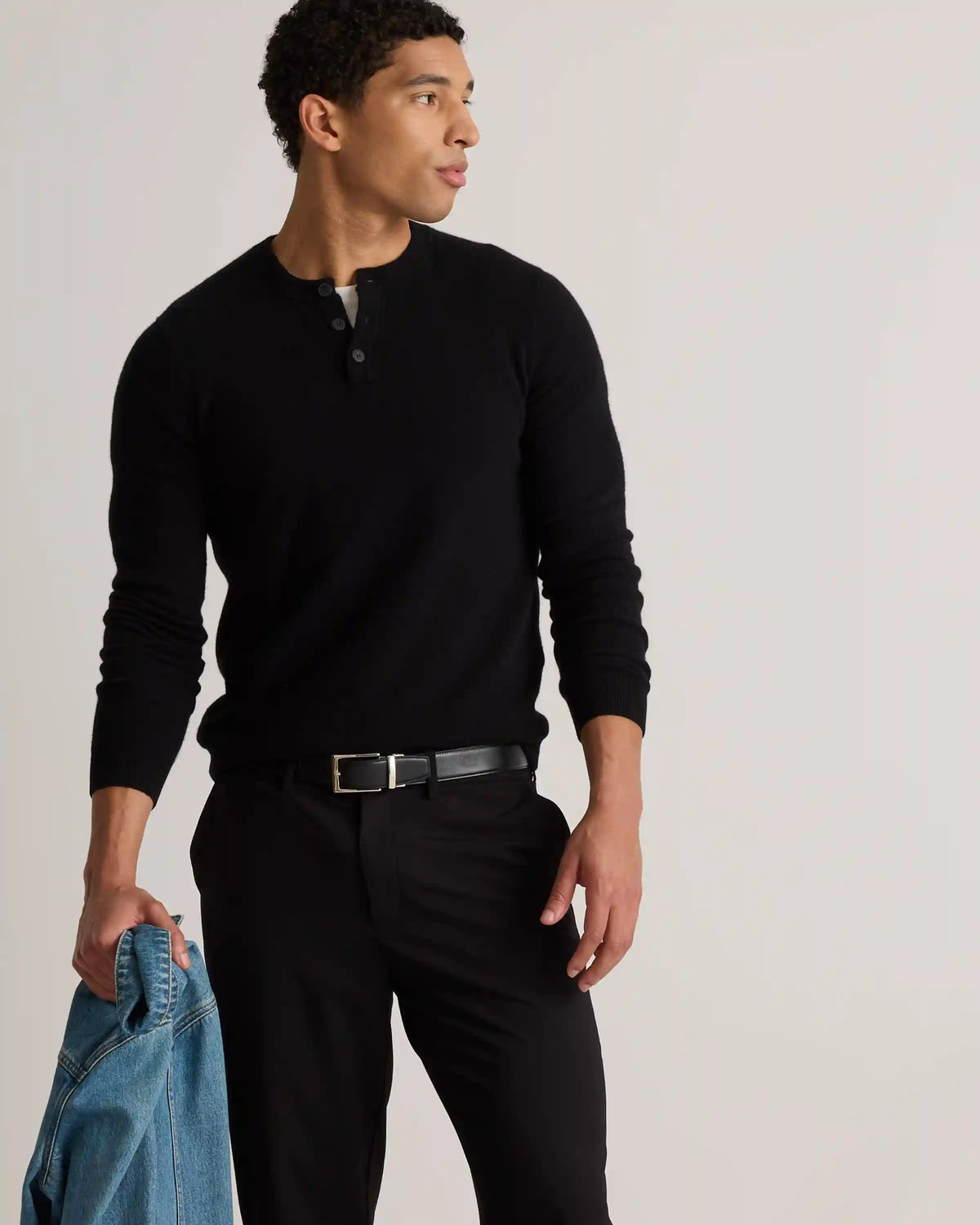 Mongolian Cashmere Henley Sweater