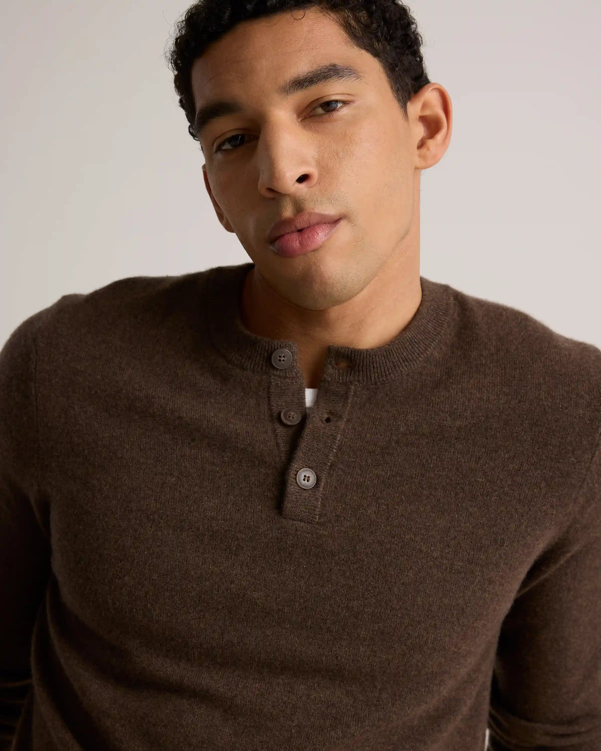 Mongolian Cashmere Henley Sweater